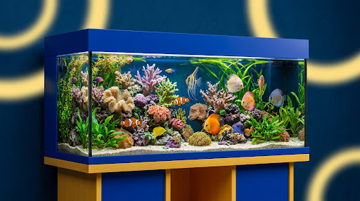 Aquário colorido com peixes ornamentais na Aquapet